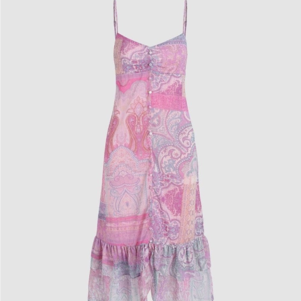 Zara Pink Paisley Strap Spaghetti Maxi Dress